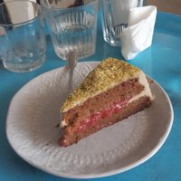 Pistachio cake at Herbivore in Prague