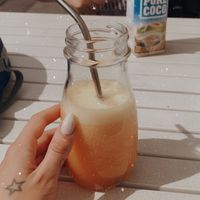 Has outside seating on the sun with nice view but the street is busy with cars and trams at Herbivore in Prague