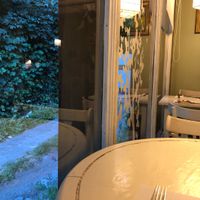 Garden view from inside at Vegetariano in San Carlos De Bariloche