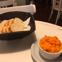 Bread and garlicky carrot spread at Vegetariano in San Carlos De Bariloche