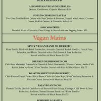 Killer vegan menu !  at Los Amigos in Atlantic City
