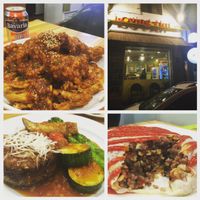 the top left is the (very) spicy medium size fried chicken. paired with beer it is an authentic Korean dish that's veganised. bottom are cheesy steak and 'omelette' at Loving Hut Land - 러빙헛랜드 in Seoul