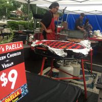 David and his paella at Paella del Zorro in Salem