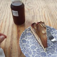 Cold brew and Caramel cheesecake with pears at Guga Spicy in Gdansk