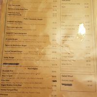 Menu at VegCafe in Central Singapore