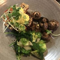 Tofu Benedict with mushrooms and greens at Bespoke Kitchen  in Queenstown