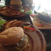chick pea and mushroom burgers with a falafel wrap at Karma Kitchen in Chiang Mai