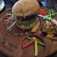 mushroom burger  at Karma Kitchen in Chiang Mai