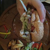 Yummy mixed mushroom burger  at Karma Kitchen in Chiang Mai