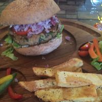 Gourmet Chickpea Burger  at Karma Kitchen in Chiang Mai