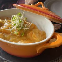 Süßkartoffel Curry. Kreative Dareichungsform. Sehr aromatisch   at Poort van Assen in Assen