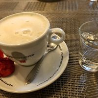 Soy cappuccino with vegan chocolate  at Poort van Assen in Assen