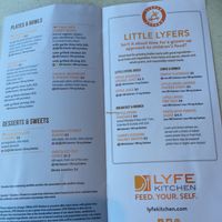 menu at LYFE Kitchen in Memphis