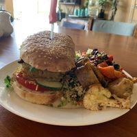 Vegan burger and salads at The Urban Coffee House in Busselton
