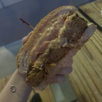 Tempeh Reuben sandwich with vegan cheese  at Longs Peak Pub in Longmont