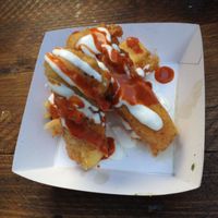 Beer battered cheese fries at Club Mexicana - Street Feast Model Market in South East London