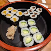 Cucumber and pickled veg sushi, pickled ginger on the side at Hakone Kappei in Hakone