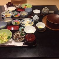 Dishes after breakfast! at Motoyu Kansuiro in Hakone