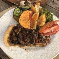 Mushroom and tomato pie at Agua no Bico in Lisbon