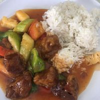 Sweet and sour mock meat at Water Lily Restaurant in Kuala Lumpur