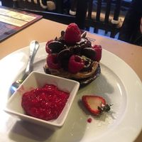 Chocolate, peanut butter and raspberry cake at Chiccas in Praia Da Luz