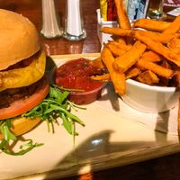 Burger and fries  at Lavery's in Belfast