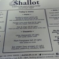 menu at Shallot in Hebden Bridge