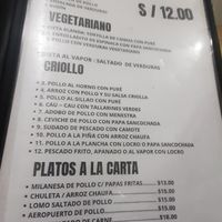 Menu at E' Polack in Lima