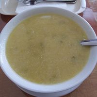 Vegetable soup with hardly any vegetables at Buena Salud in Trujillo