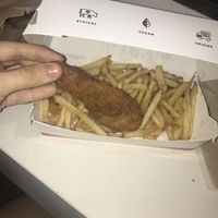 Vegan chick'n munch box. It's really good, has a chicken like texture and it's filling.  at Lord of the Fries in Parramatta