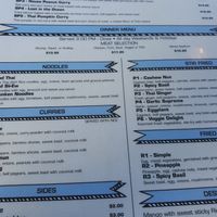 A sample of the menu. at Yellow Curry in Seaside