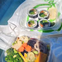 4 vgn rolls were $23 with the tax and tips (yeah they offered to tip from 18 to 25 for a to go order)
Below was "main dish". Supposed to be a lunch for 2  was just a snack. at Cha-Ya in San Francisco