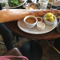 paper Dosa & black tea  at Dosa - Mission District in San Francisco