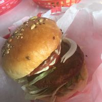 Delicious burger 🍔  at Comet 984 in Playa Del Carmen