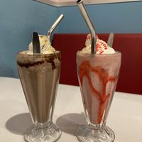 Strawberry and chocolate milkshake   at Comet 984 in Playa Del Carmen