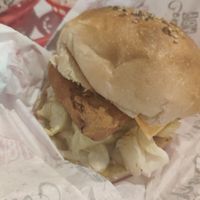 Fish burger  #Veganuary at Comet 984 in Playa Del Carmen