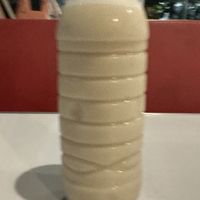 Horchata (unfortunately served in plastic)  at Comet 984 in Playa Del Carmen
