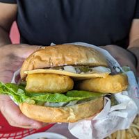 Fishy burger at Comet 984 in Playa Del Carmen