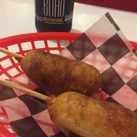 corn dogs & kola at Comet 984 in Playa Del Carmen