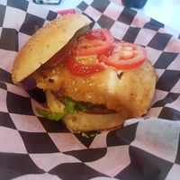 vegan burger with vegan cheese patty added at Comet 984 in Playa Del Carmen