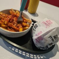 Loaded Fries (+ BBQ Burger) at Comet 984 in Playa Del Carmen