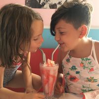 Sharing a shake! at Comet 984 in Playa Del Carmen