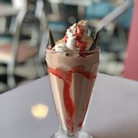 Strawberry milkshake  at Comet 984 in Playa Del Carmen