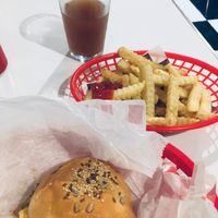 Burger & fries at Comet 984 in Playa Del Carmen