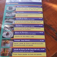 Dessert menu at Cravo e Canela in Alto Paraiso