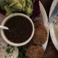 Fritters and avo salad  at Pambiche in Portland