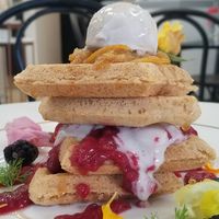 Waffle at Pomegranate Cafe in Los Angeles