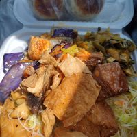 Combo plate and two pastries red bean and mung at Sogo Tofu in San Jose