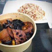 Sweet vinegar king oyster mushroom rice set  at Vege Pot 素砂煲 in Central Singapore