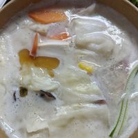 Soup (not vegan, I don't think, this was our friend's dish) at Vege Pot 素砂煲 in Central Singapore